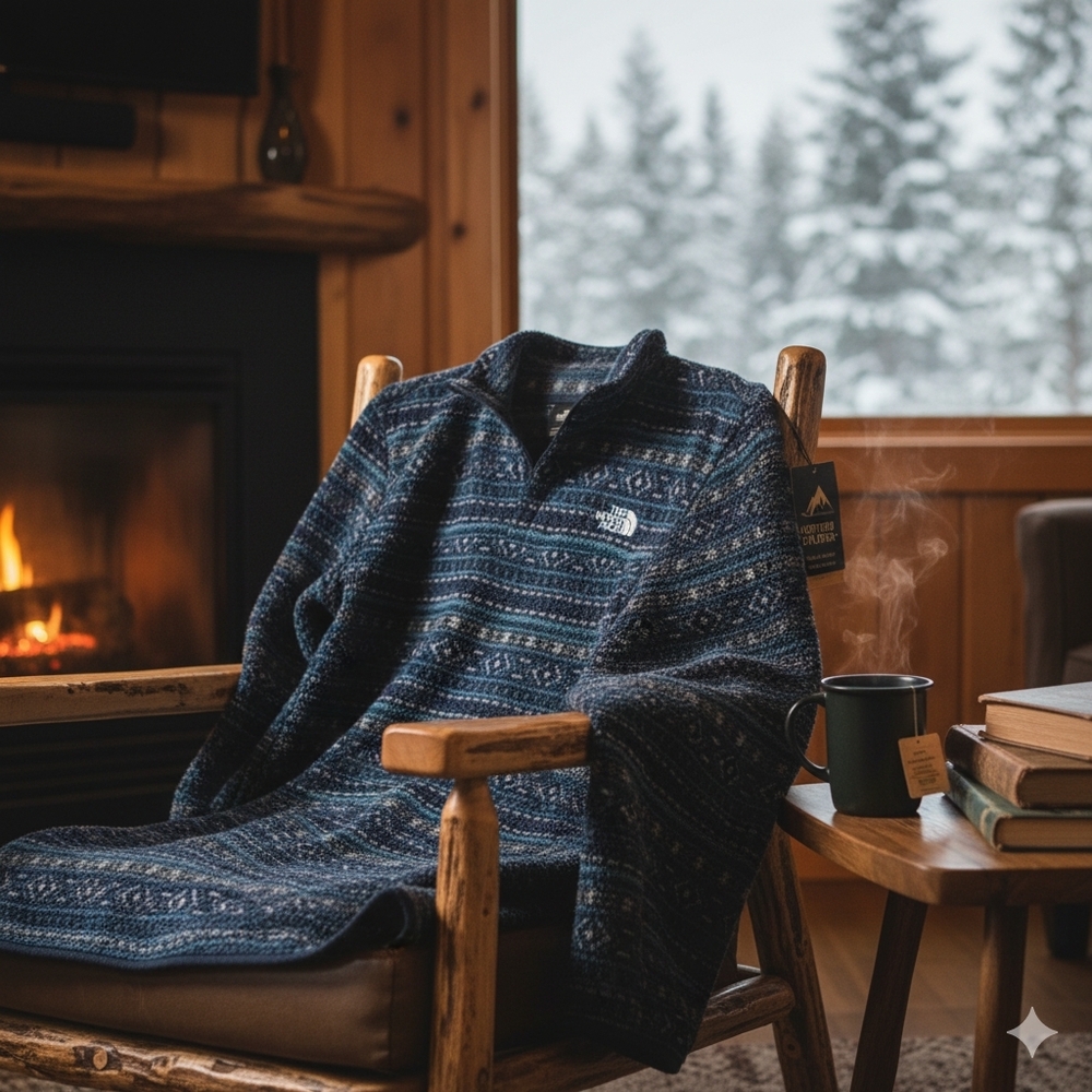The North Face Navy Geometric Fleece